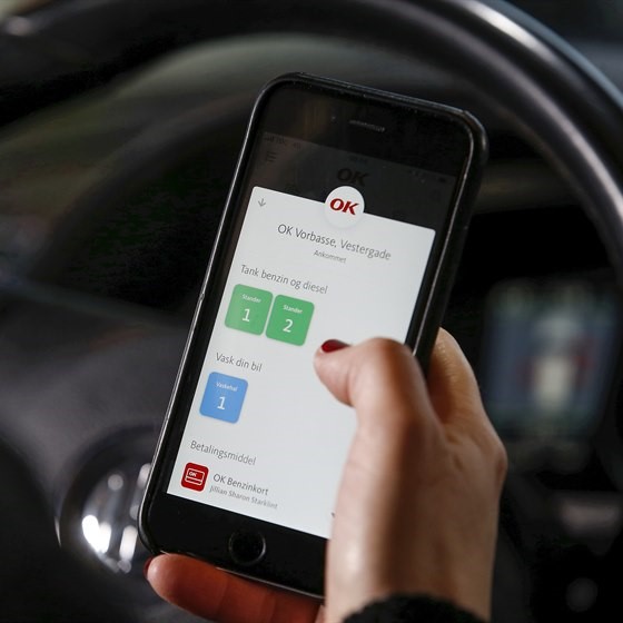 Brugervenlig app til at tanke OK Benzin.