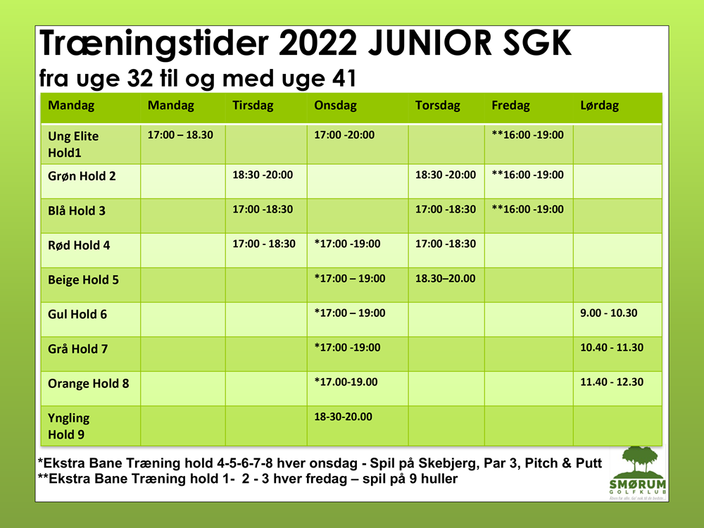 Basisskema Uge 32 til 41, 2022